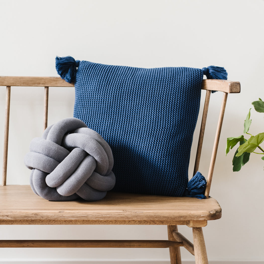 Pillow - Navy Tassels